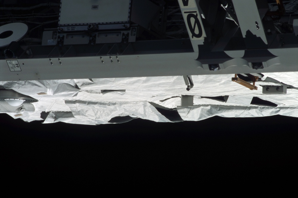 View of WIF 44 and a GPS antenna on the S0 Truss taken during STS-110