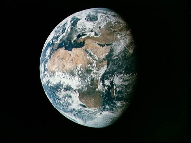 View of Earth, showing Africa, Europe and Asia taken by Apollo 11 crewmember