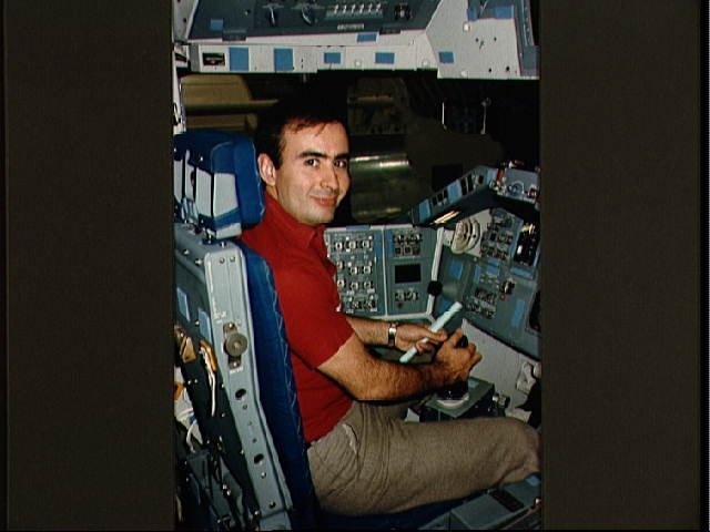 Payload specialist Rudolfo Neri in Shuttle Mission Simulator Payload specialist Rudolfo Neri in Shuttle Mission Simulator