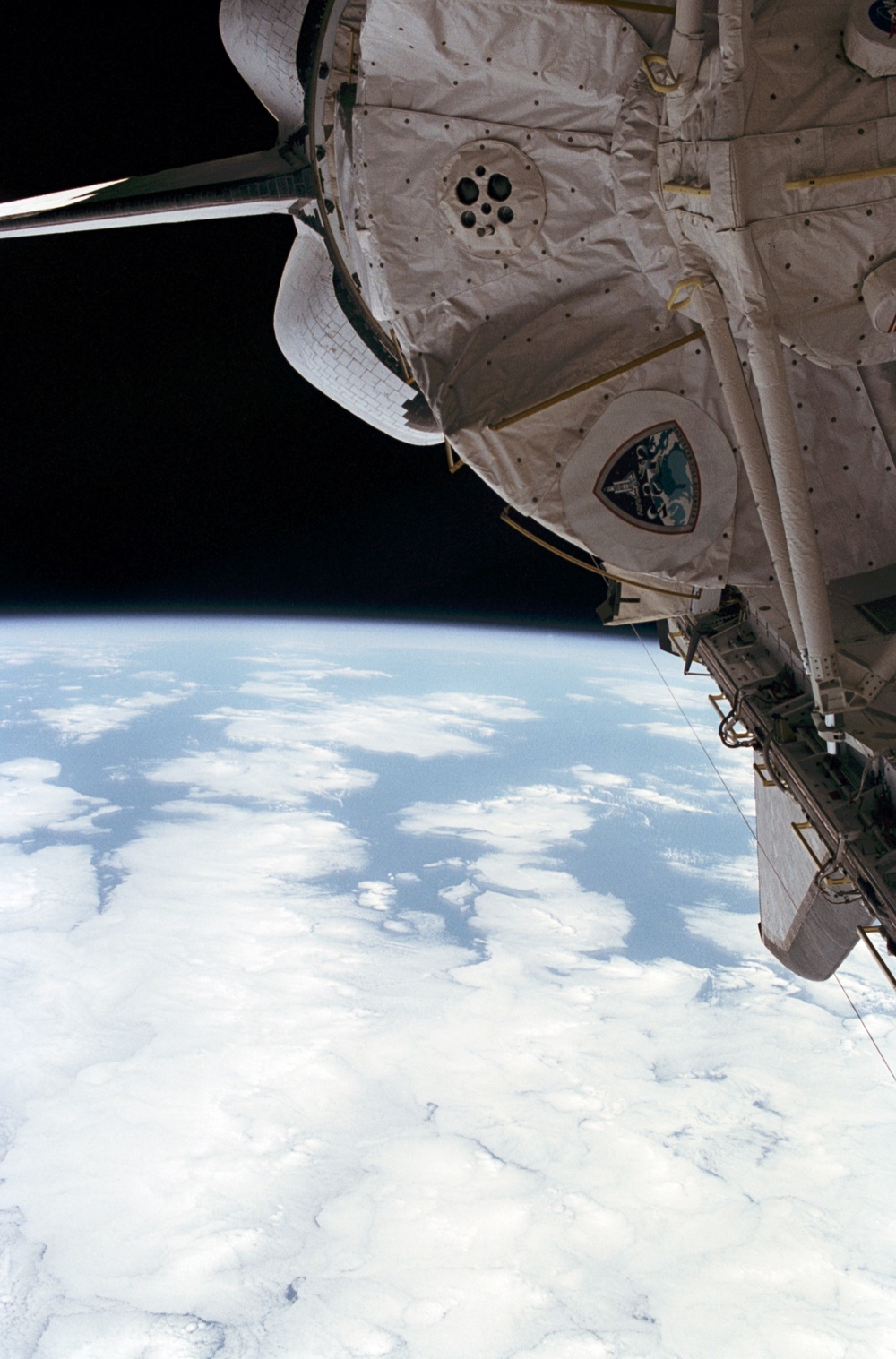 Views of the open payload bay, SPACELAB, Earth Limb and blank void of space.