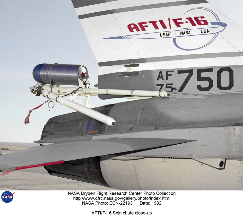 AFTI/F-16 Spin chute close-up