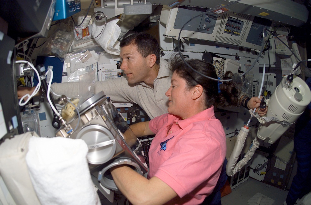 Clark and Husband at work in the MDK during STS-107