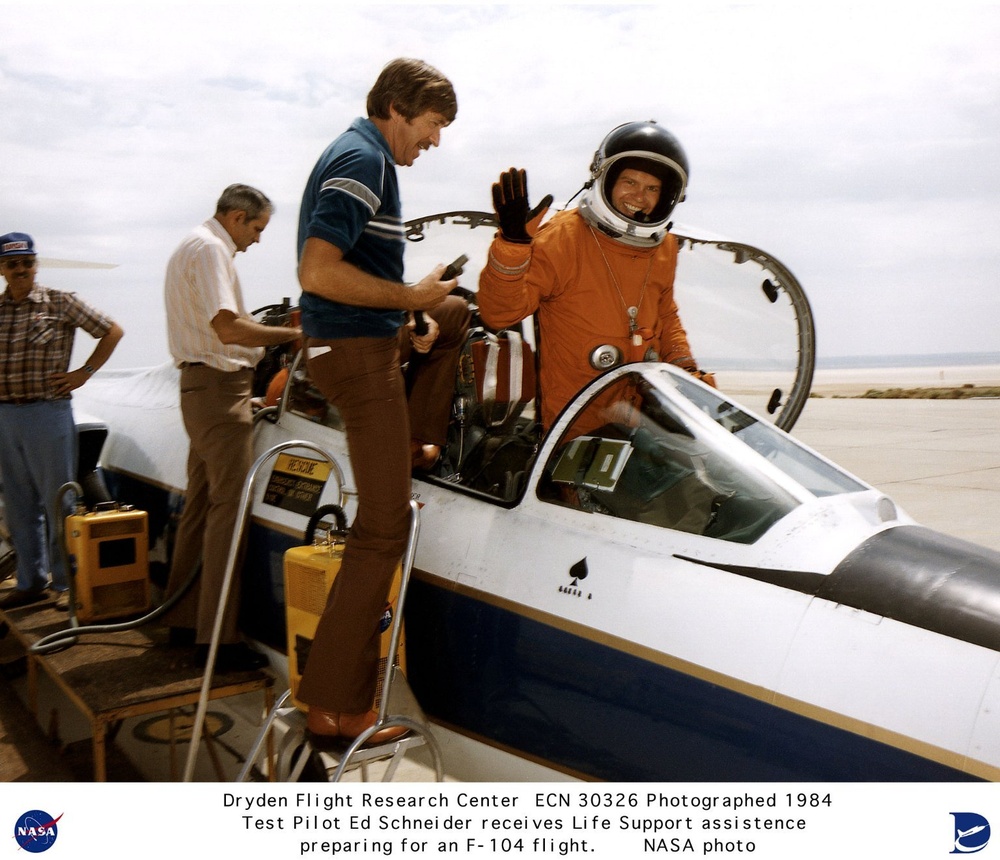 Edward (Ed) T. Schneider preparing for an F-104 flight
