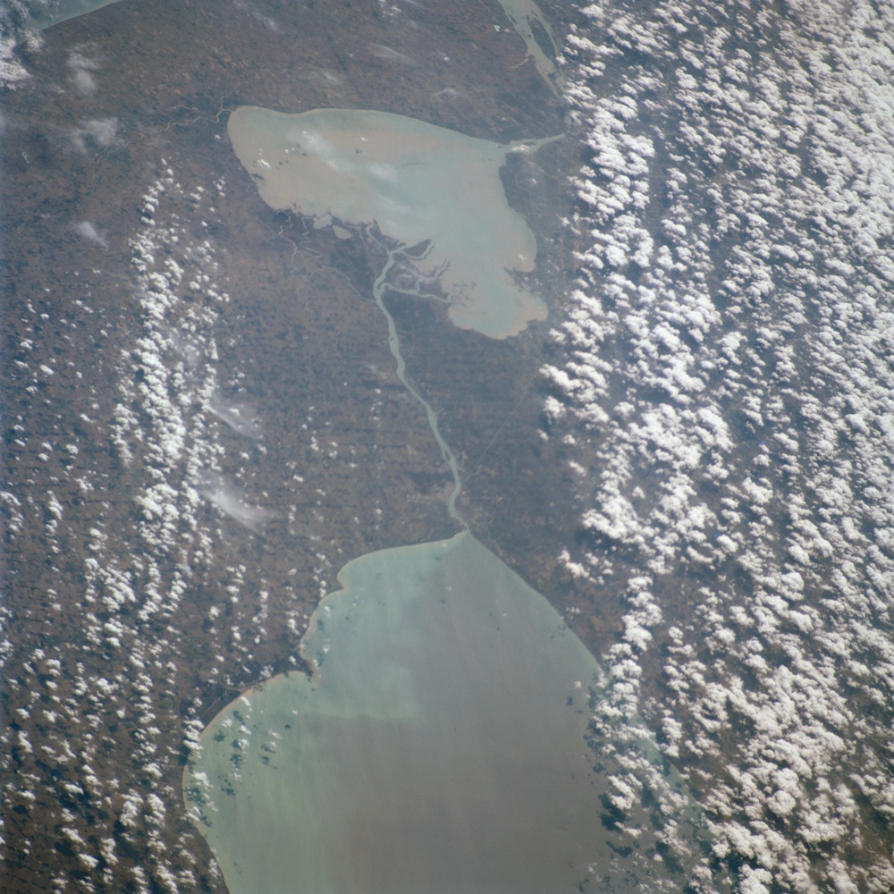 Earth observation image of Lake Huron and Lake St. Clair taken during STS-100