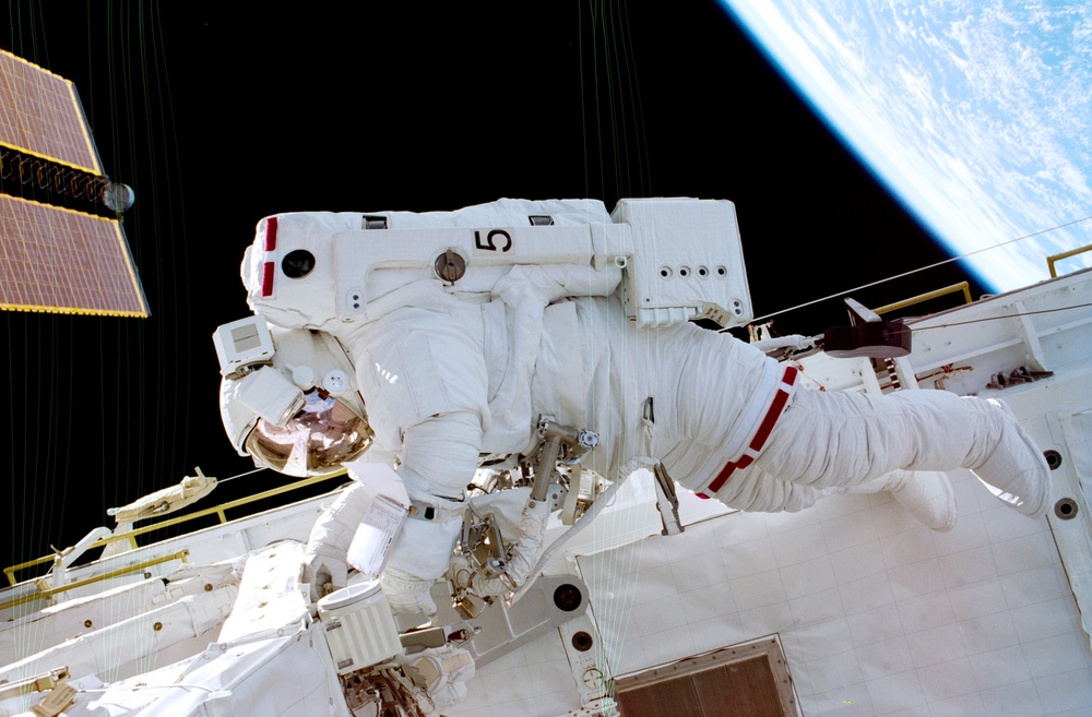 Thomas during EVA in the payload bay