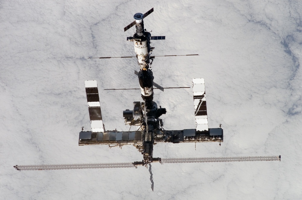 View of the ISS from the orbiter during separation on STS-121