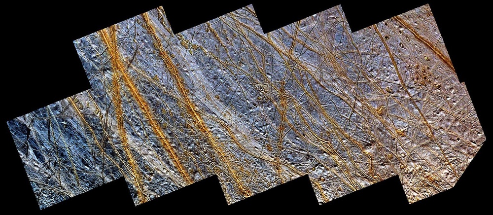Double Ridges, Dark Spots, and Smooth Icy Plains on Europa