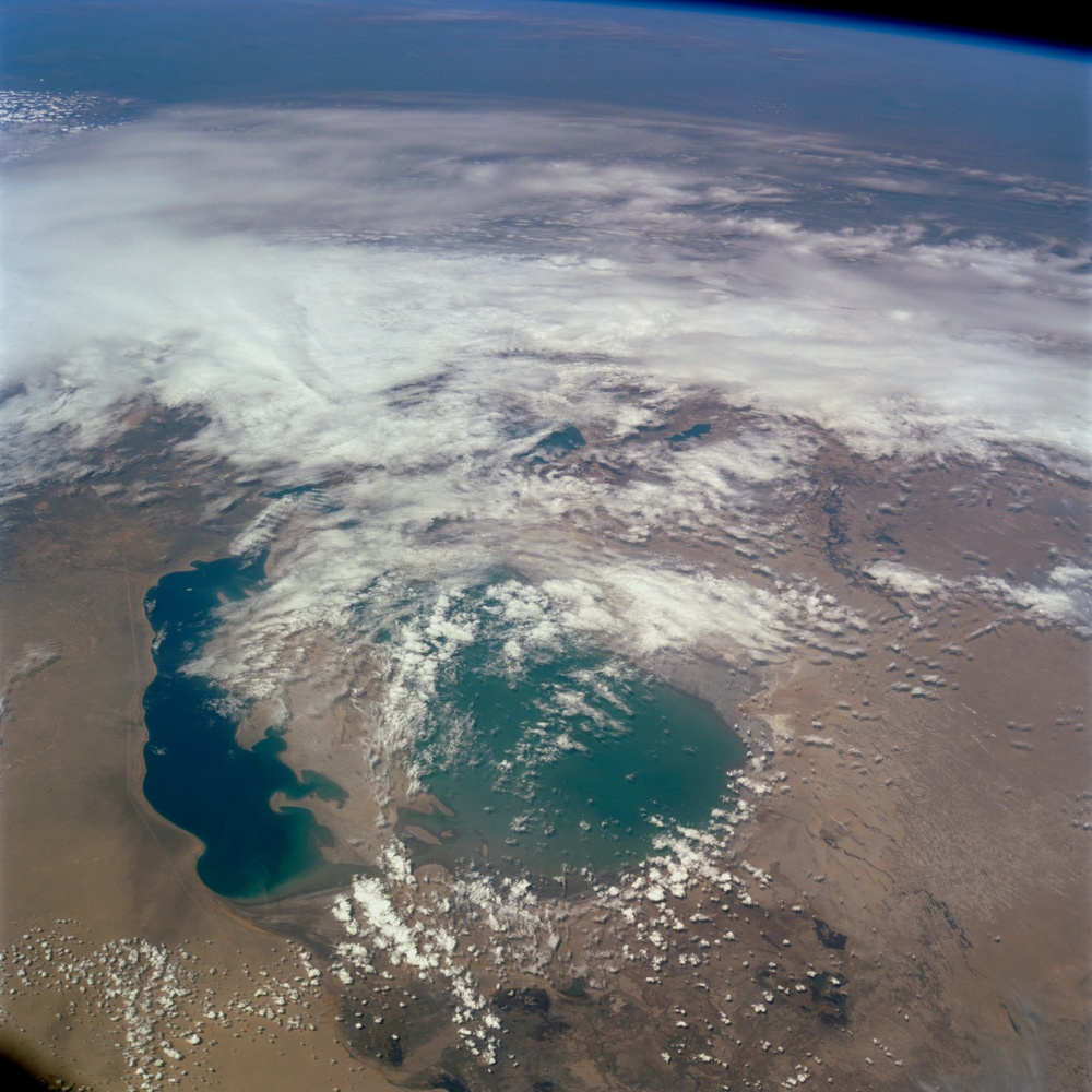 Earth observation image of the Aral Sea taken during STS-100