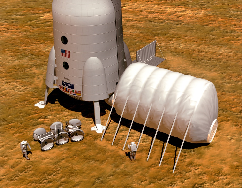 Digital images promoting future exploration of Mars and the Space Station