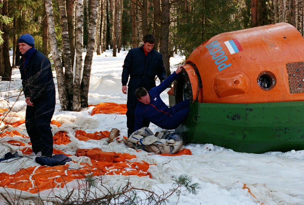 ISS crews during survival training in Siberia