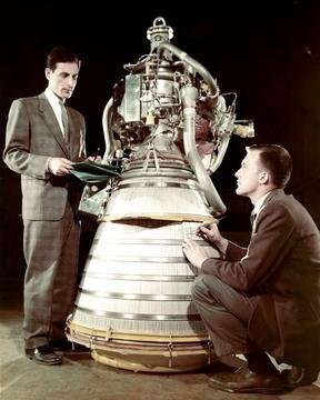 ALI MANSOUR AND NED HANNUM WITH CENTAUR ENGINE