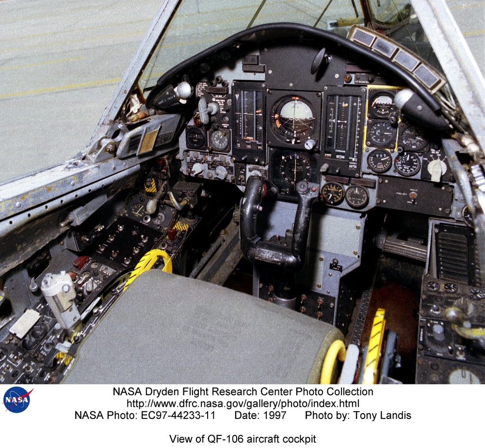 View of QF-106 aircraft cockpit