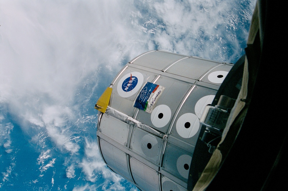 MPLM/Leonardo module docked to the ISS