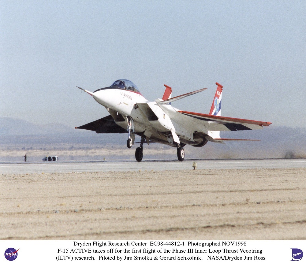 F-15 ACTIVE takes off for first flight of the Phase II Inner Loop Thrust Vectoring (ILTV) research p