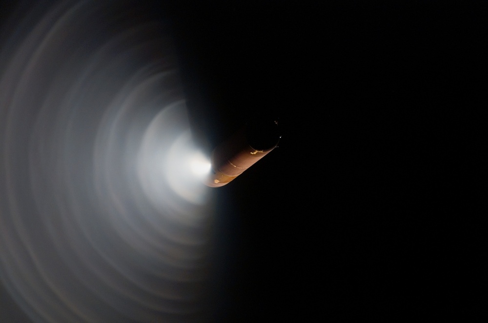 External Tank after separation from Atlantis during the STS-122 Mission