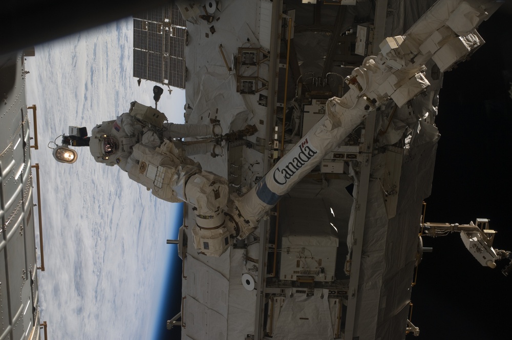 STS-119 Extravehicular Activity EVA 3 GAT SSRMS LEE B Snare Lubrication OPS