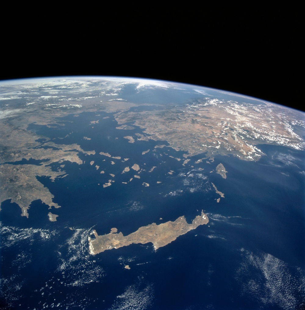 Greece, Crete, the Aegean Sea and Turkey taken from Atlantis during STS-106