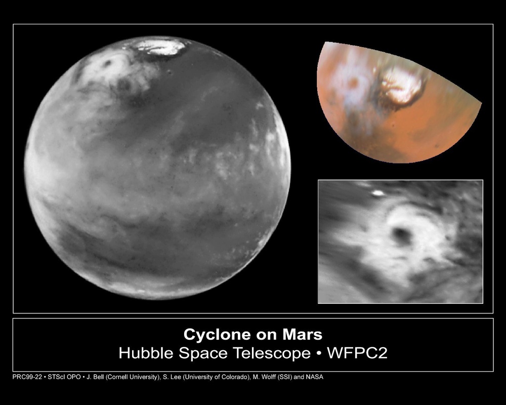 Colossal Cyclone Swirls near Martian North Pole