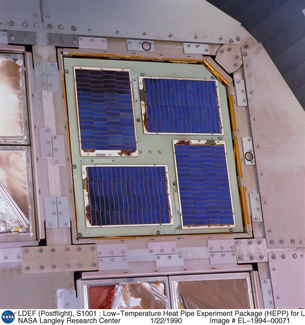 LDEF (Postflight), S1001 : Low-Temperature Heat Pipe Experiment Package (HEPP) for LDEF, Tray H01