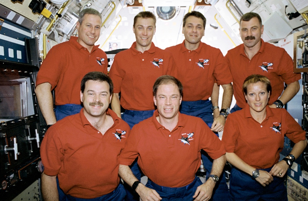 STS-90 crew in-flight portrait