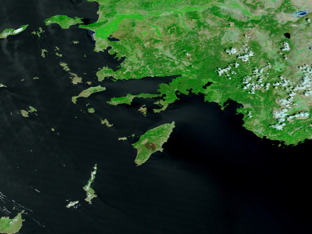 Forest Fire Scorches Island of Rodos: Natural Hazards