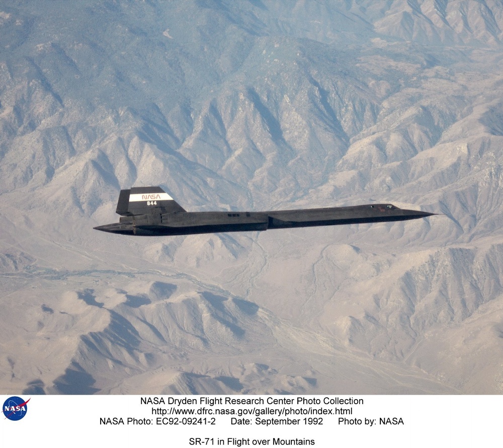 SR-71 in Flight over Mountains