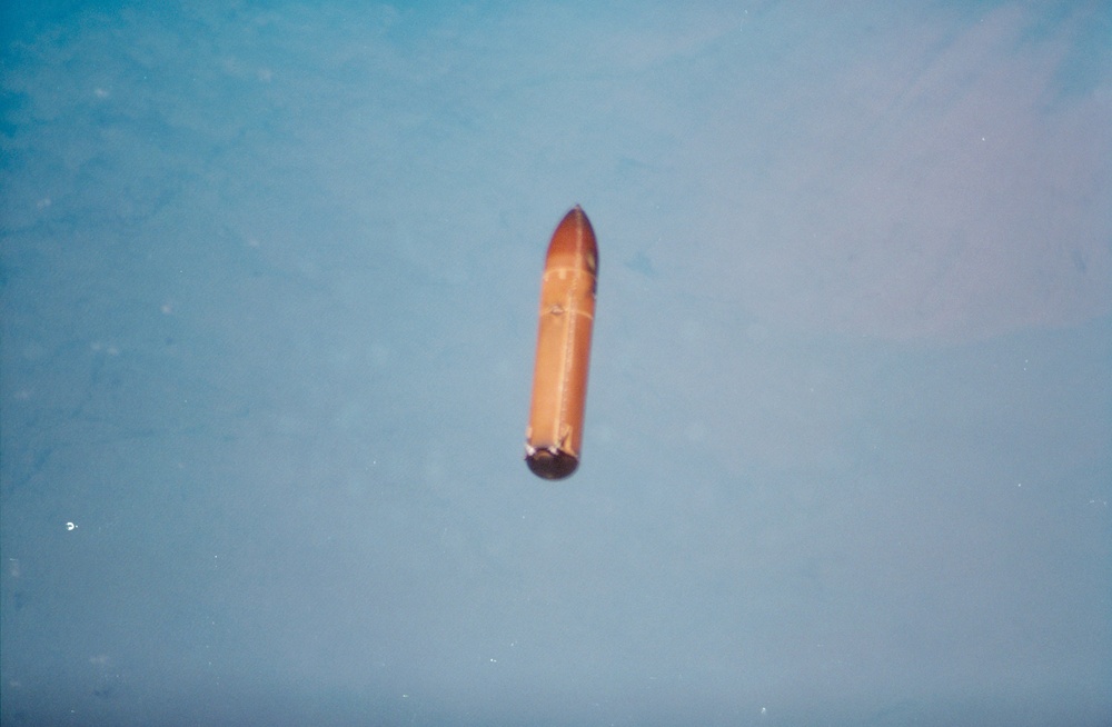 Views of the external tank as it falls away from Discovery