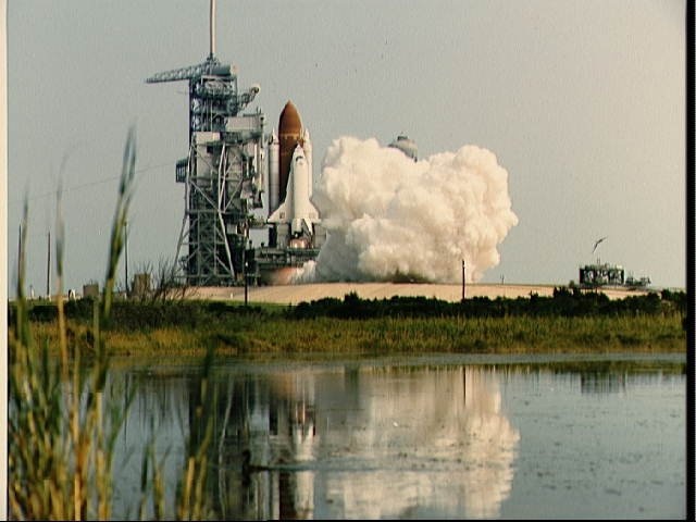 View of the Flight Readiness test on Atlantis main engines before STS 51-J