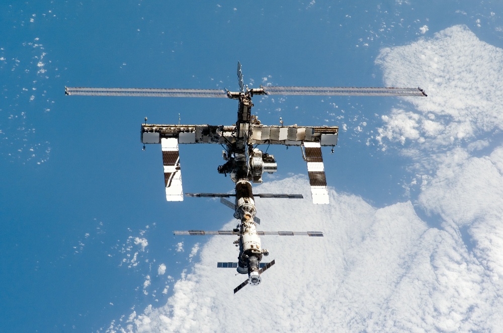 View of the ISS from the orbiter during separation on STS-121