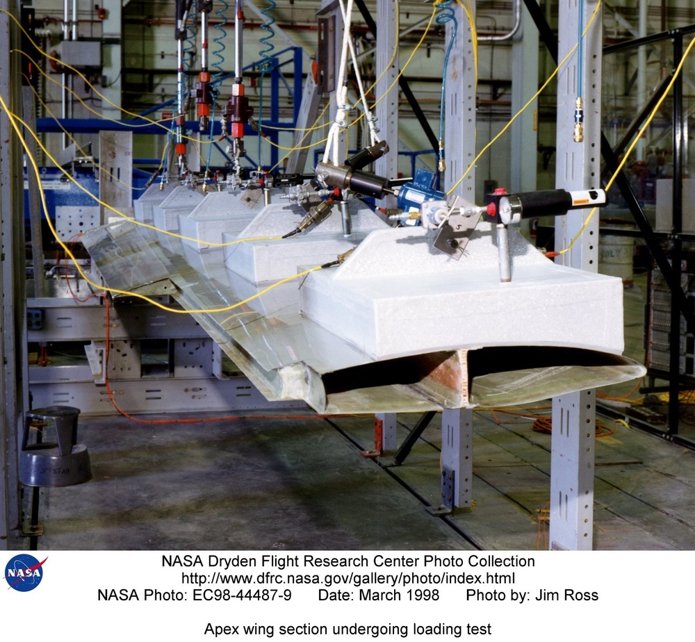 Apex wing section undergoing loading test
