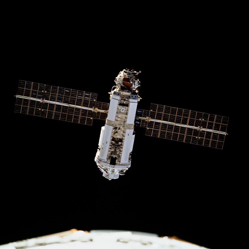 Various views of the FGB/Zarya module on approach to the Endeavour