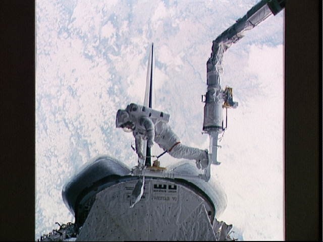 View of Astronaut Bruce McCandless II during EVA