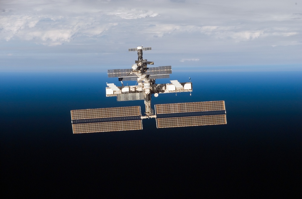 View of the ISS from the orbiter during separation on STS-121
