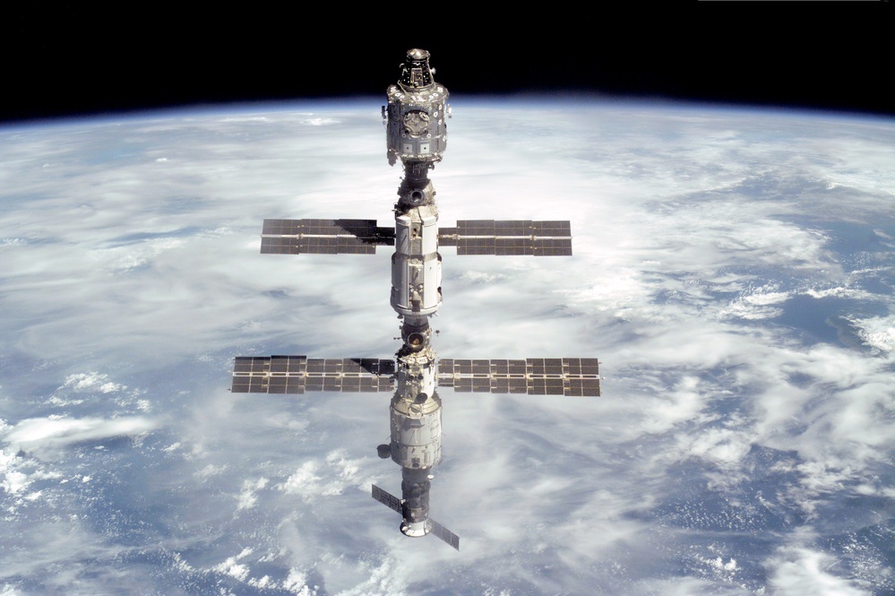 View of the ISS as Atlantis makes its closing fly around during STS-106