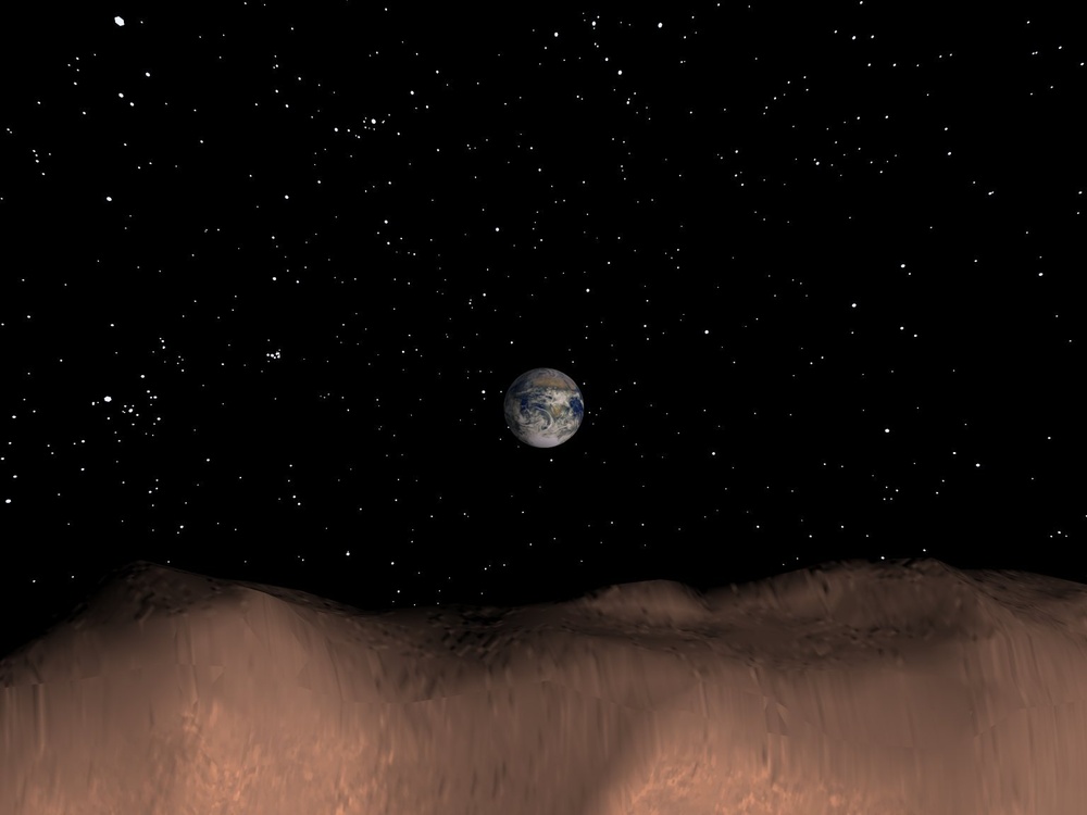 Computer Generated View of Earth as seen from the Asteroid Toutatis