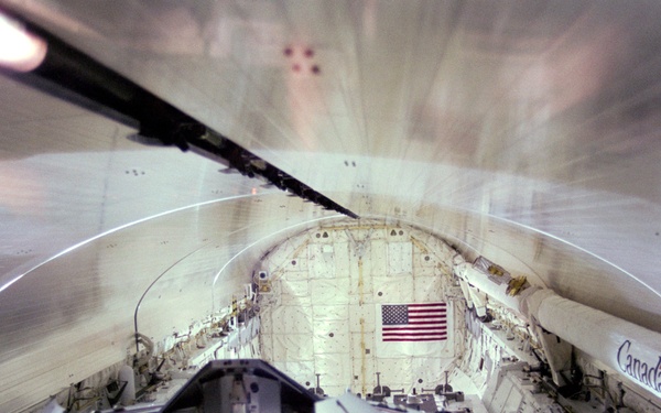 View of ODS in payload bay with doors closing