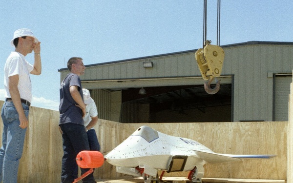 X-36 Tailless Fighter Agility Research Aircraft arrival at Dryden