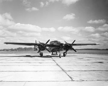 TWO DIMENSIONAL RAM JET SUPPORTED BELOW P-61 AIRPLANE