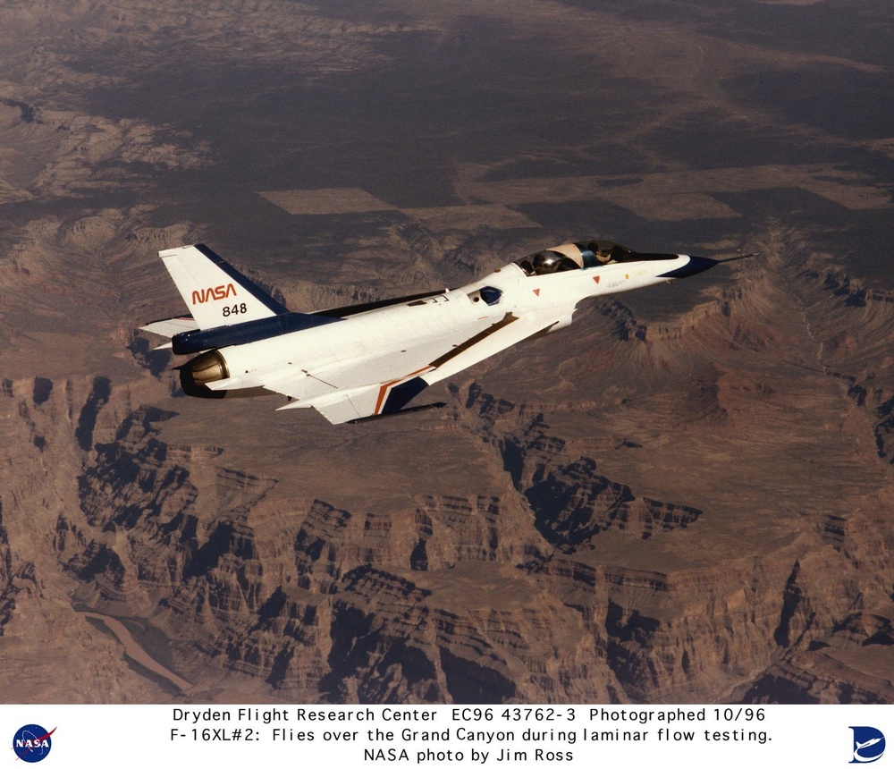 F-16XL Ship #2 SLFC - Laminar flow research flight over Grand Canyon
