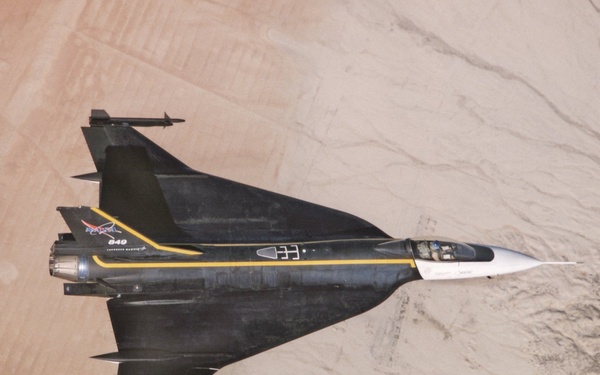F-16XL ship #1 (#849) during first flight of the Digital Flight Control System (DFCS)