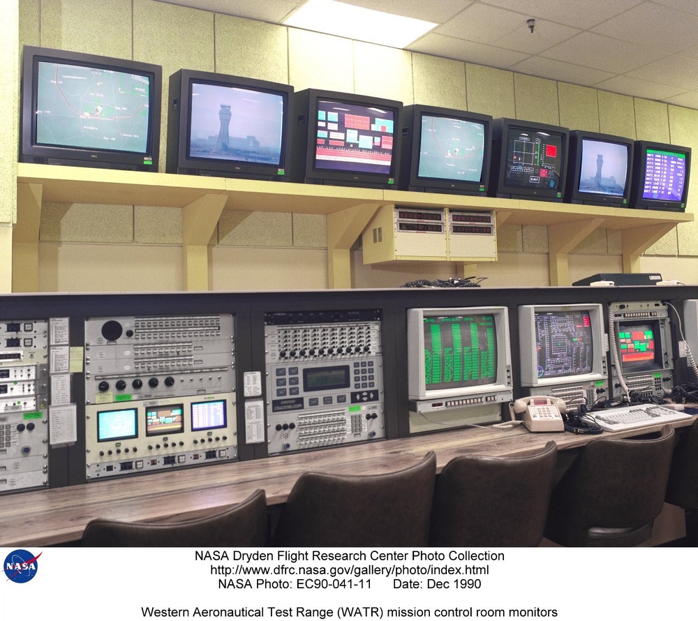 Western Aeronautical Test Range (WATR) mission control room monitors