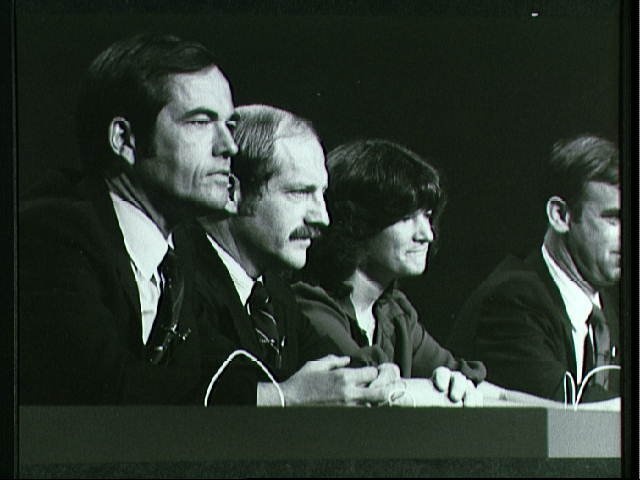 STS-7 and 8 crews during press conference 04-29-82