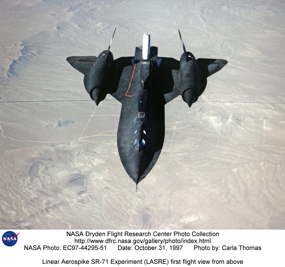 Linear Aerospike SR-71 Experiment (LASRE) first flight view from above