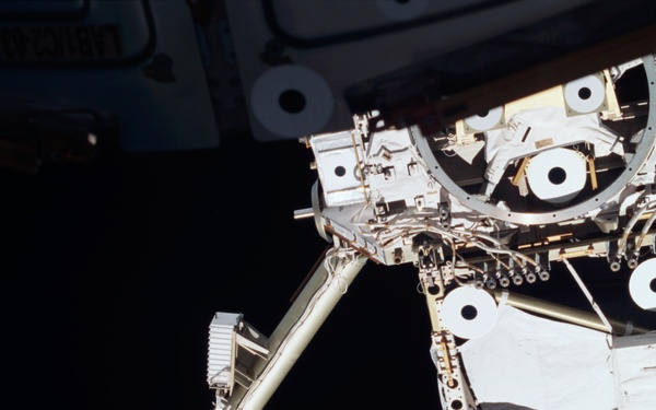 View of the forward side of the Z1 and P6 Trusses taken during STS-108