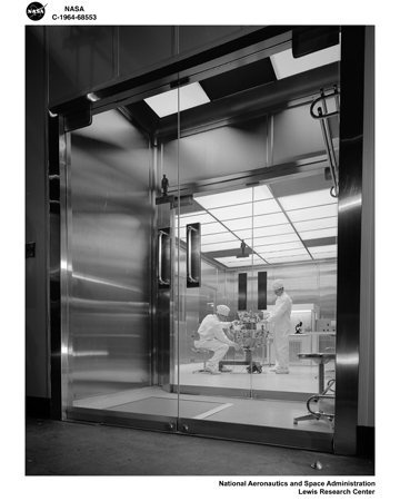 CLEAN ROOM AT THE ELECTRIC PROPULSION LABORATORY EPL SHOWING SPACE ELECTRIC ROCKET TEST SERT PACKAGE