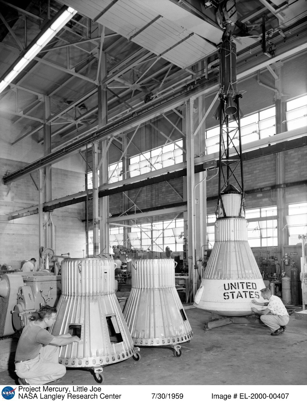 Prototype Mercury Capsule at Langley Workshops