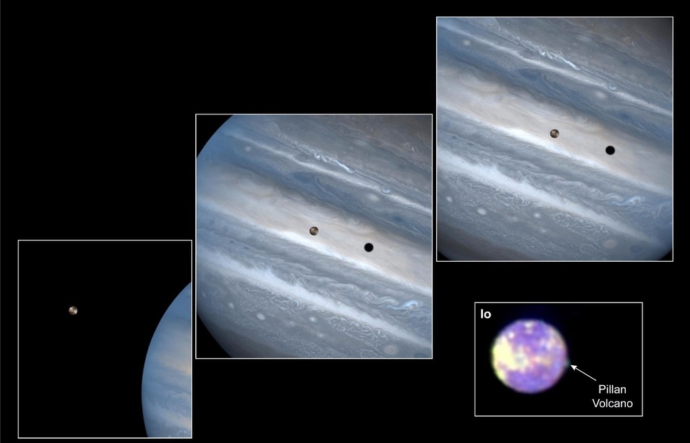 Hubble Clicks Images of Io Sweeping Across Jupiter