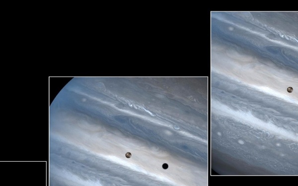 Hubble Clicks Images of Io Sweeping Across Jupiter