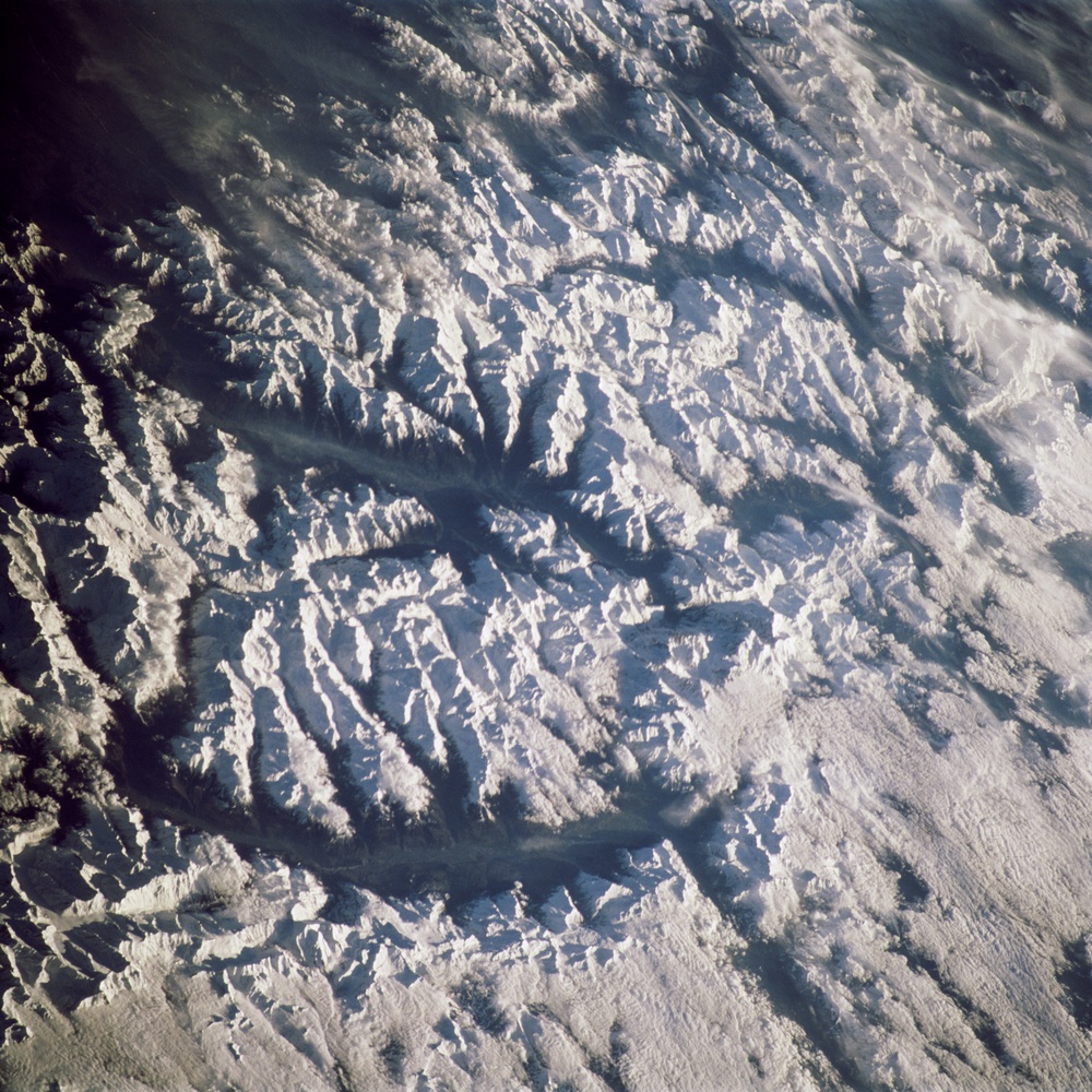 Earth observation image of the Swiss Alps taken during STS-100