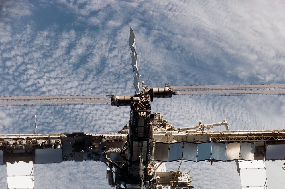 View of the ISS from the orbiter during separation on STS-121